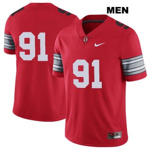 Men's NCAA Ohio State Buckeyes Drue Chrisman #91 College Stitched 2018 Spring Game No Name Authentic Nike Red Football Jersey HD20I17LR